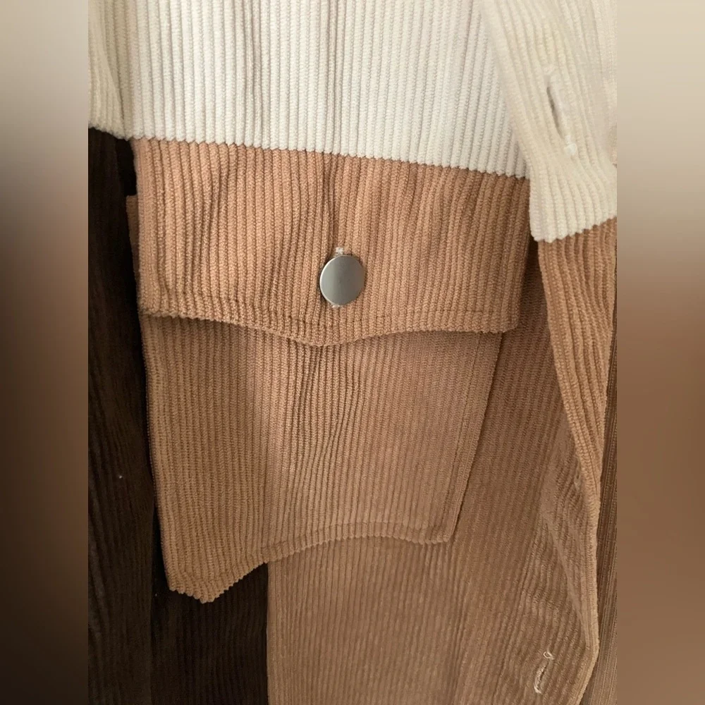 Color Block Fall Button Up Shirt - Picture 6 of 7